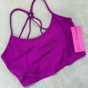 Betsey Johnson Sports Bra Womens Medium Performance FunFuschia Strappy Back Crop